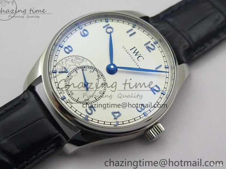 MIROTIME 0411 Packable Portuguese IW358304 ZF 1:1 Best Edition SS White Dial Blue Markers on Leather Strap A 7079